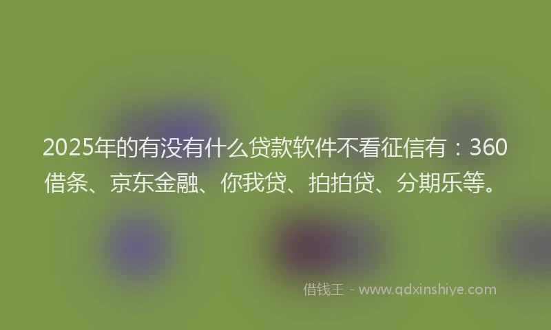 2025年的有没有什么贷款软件不看征信有：360借条、京东金融、你我贷、拍拍贷、分期乐等。
