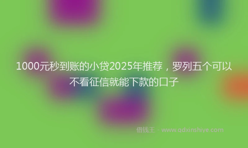 1000元秒到账的小贷2025年推荐，罗列五个可以不看征信就能下款的口子