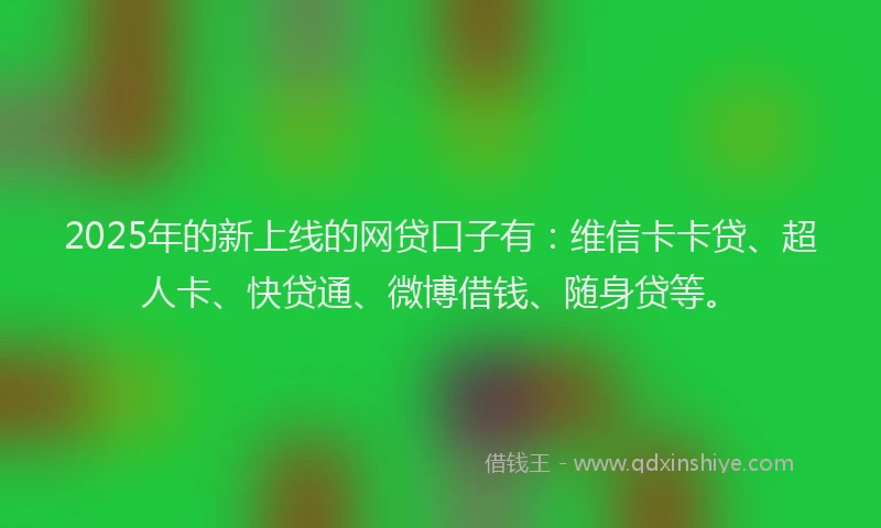 2025年的新上线的网贷口子有：维信卡卡贷、超人卡、快贷通、微博借钱、随身贷等。