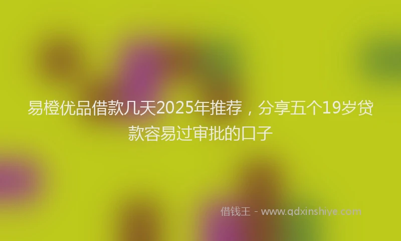 易橙优品借款几天2025年推荐，分享五个19岁贷款容易过审批的口子