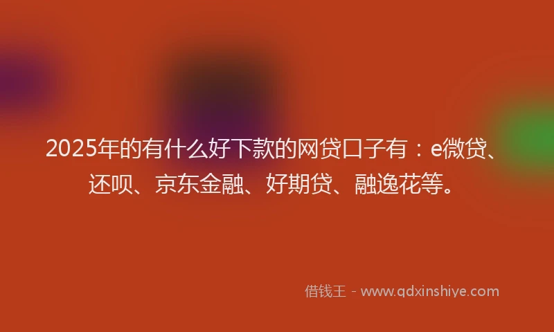 2025年的有什么好下款的网贷口子有：e微贷、还呗、京东金融、好期贷、融逸花等。