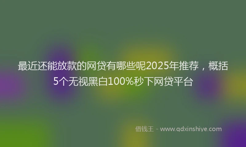 最近还能放款的网贷有哪些呢2025年推荐，概括5个无视黑白100%秒下网贷平台