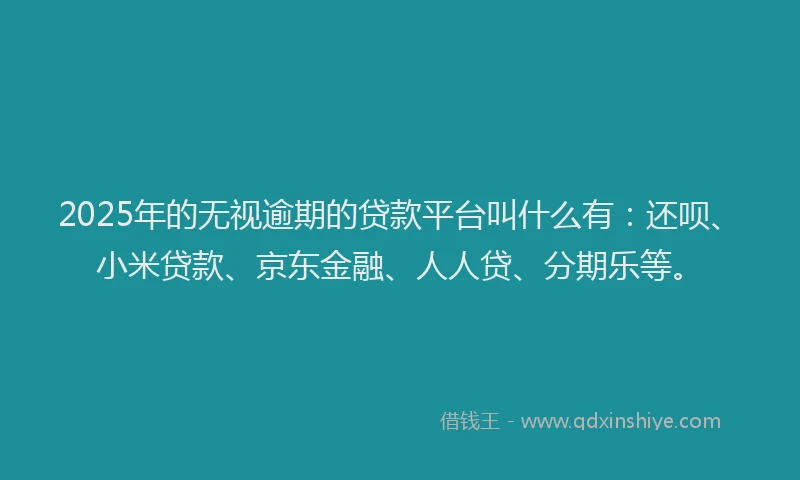 2025年的无视逾期的贷款平台叫什么有：还呗、小米贷款、京东金融、人人贷、分期乐等。