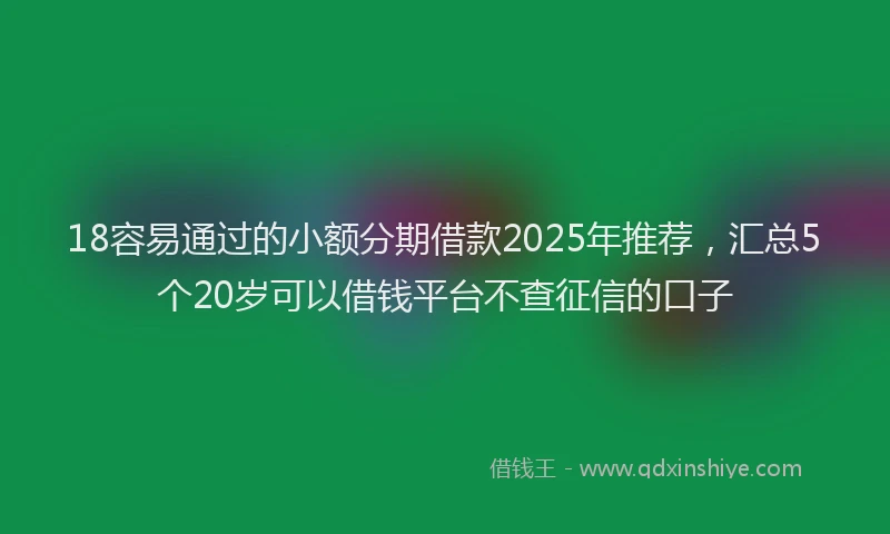 18容易通过的小额分期借款2025年推荐,汇总5个20岁可以借钱平台不查征信的口子