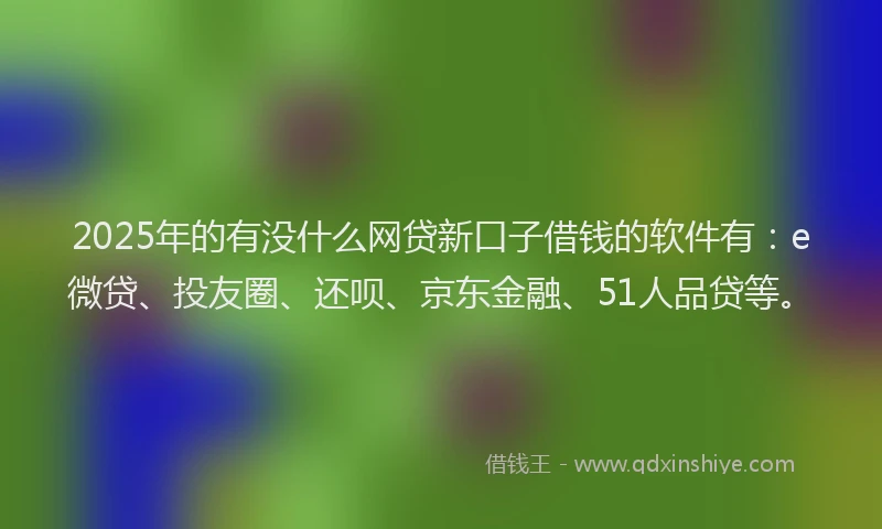 2025年的有没什么网贷新口子借钱的软件有：e微贷、投友圈、还呗、京东金融、51人品贷等。