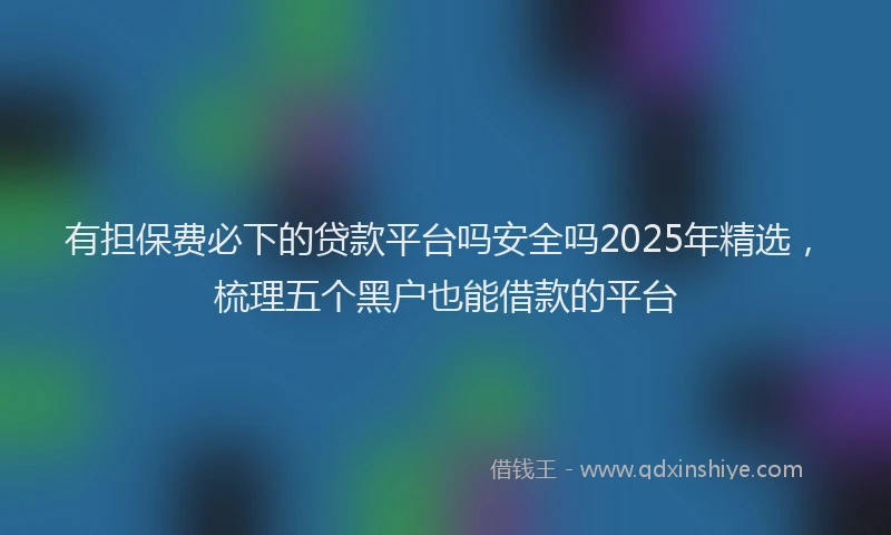 有担保费必下的贷款平台吗安全吗2025年精选，梳理五个黑户也能借款的平台