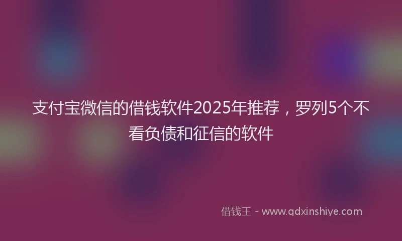 支付宝微信的借钱软件2025年推荐，罗列5个不看负债和征信的软件