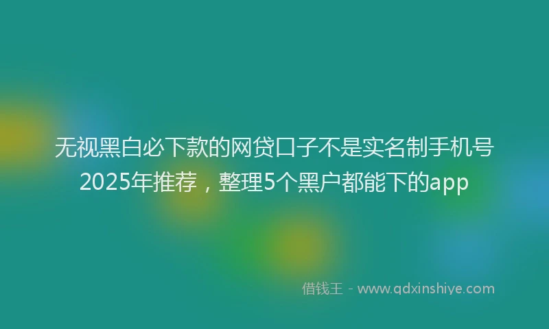 无视黑白必下款的网贷口子不是实名制手机号2025年推荐，整理5个黑户都能下的app