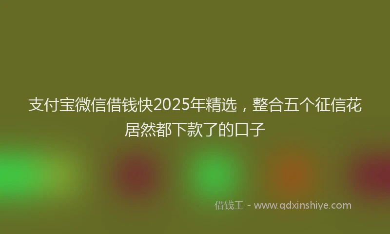支付宝微信借钱快2025年精选，整合五个征信花居然都下款了的口子