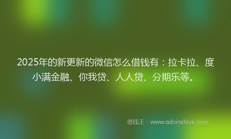 2025年的新更新的微信怎么借钱有：拉卡拉、度小满金融、你我贷、人人贷、分期乐等。