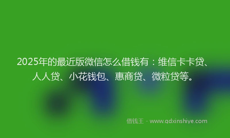2025年的最近版微信怎么借钱有：维信卡卡贷、人人贷、小花钱包、惠商贷、微粒贷等。