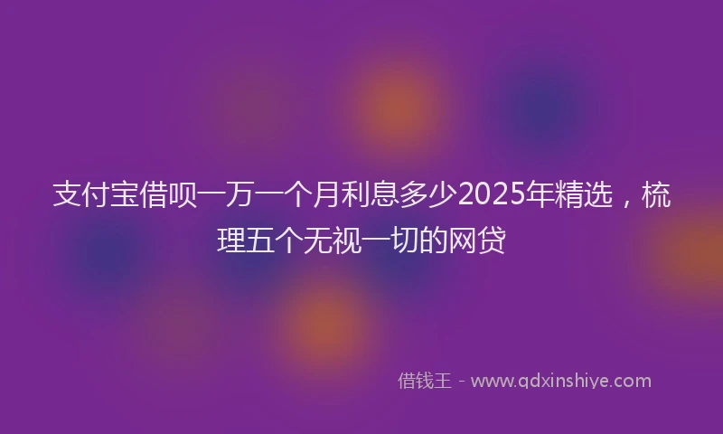 支付宝借呗一万一个月利息多少2025年精选，梳理五个无视一切的网贷