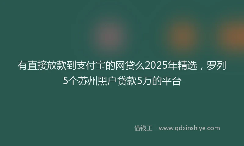 有直接放款到支付宝的网贷么2025年精选，罗列5个苏州黑户贷款5万的平台