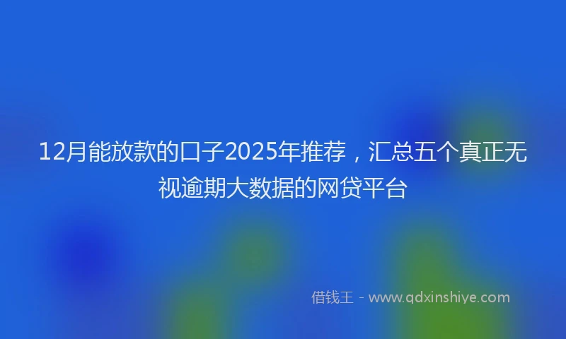 12月能放款的口子2025年推荐，汇总五个真正无视逾期大数据的网贷平台