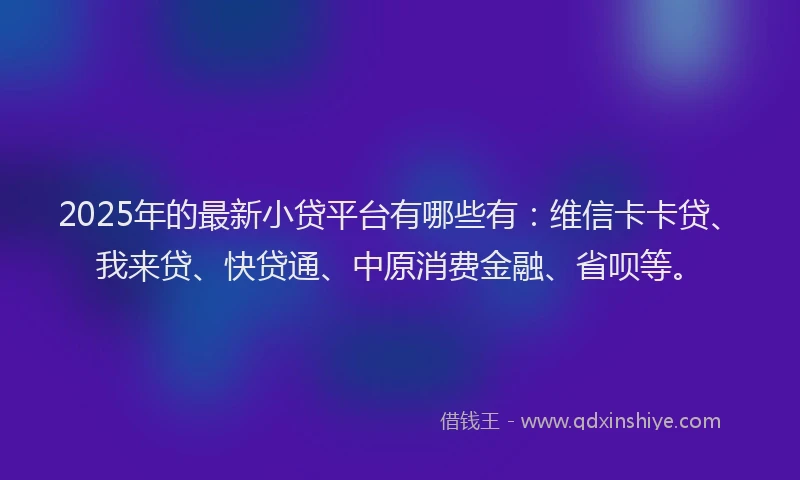 2025年的最新小贷平台有哪些有：维信卡卡贷、我来贷、快贷通、中原消费金融、省呗等。