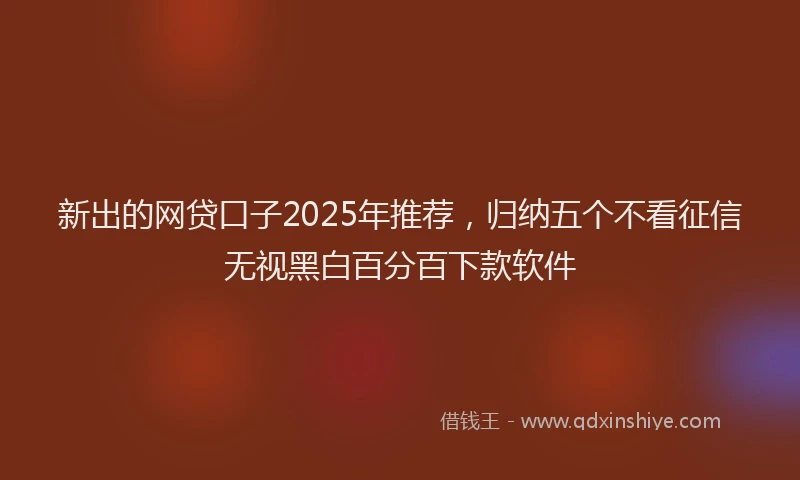 新出的网贷口子2025年推荐，归纳五个不看征信无视黑白百分百下款软件