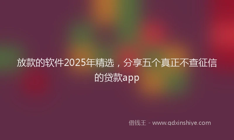 放款的软件2025年精选，分享五个真正不查征信的贷款app