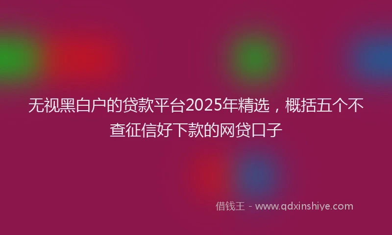 无视黑白户的贷款平台2025年精选，概括五个不查征信好下款的网贷口子