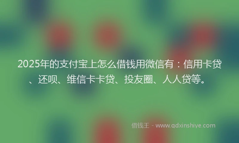 2025年的支付宝上怎么借钱用微信有：信用卡贷、还呗、维信卡卡贷、投友圈、人人贷等。