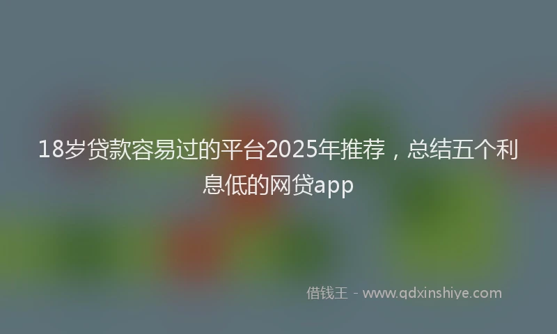 18岁贷款容易过的平台2025年推荐，总结五个利息低的网贷app