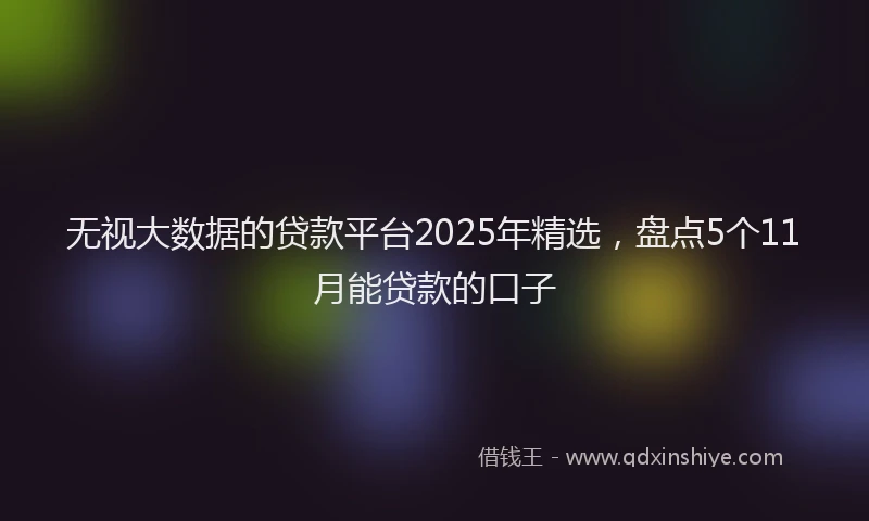 无视大数据的贷款平台2025年精选，盘点5个11月能贷款的口子