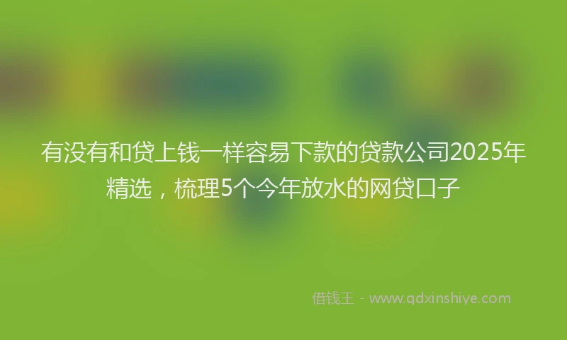 有没有和贷上钱一样容易下款的贷款公司2025年精选，梳理5个今年放水的网贷口子