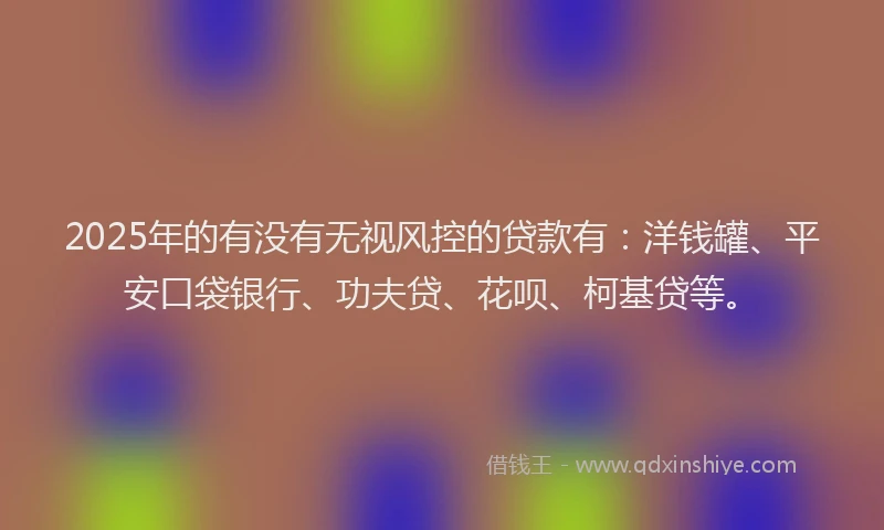 2025年的有没有无视风控的贷款有：洋钱罐、平安口袋银行、功夫贷、花呗、柯基贷等。