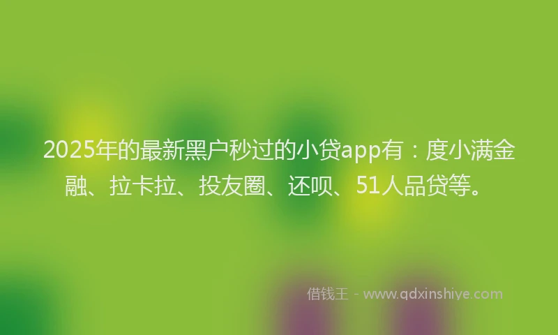 2025年的最新黑户秒过的小贷app有：度小满金融、拉卡拉、投友圈、还呗、51人品贷等。