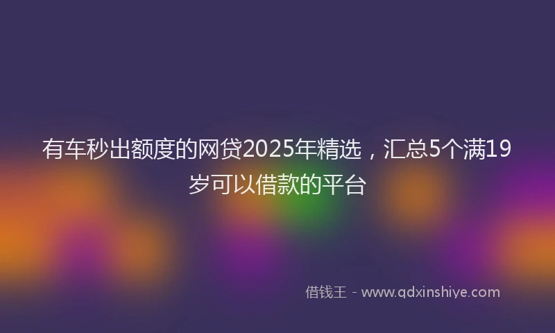 有车秒出额度的网贷2025年精选，汇总5个满19岁可以借款的平台