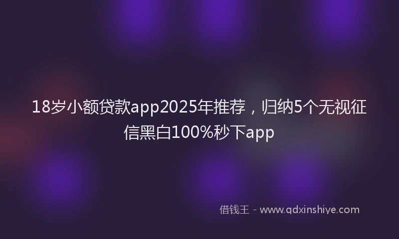 18岁小额贷款app2025年推荐，归纳5个无视征信黑白100%秒下app