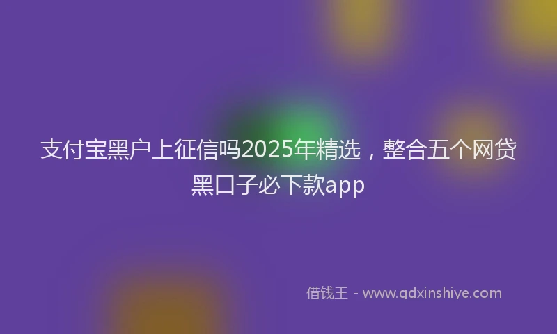 支付宝黑户上征信吗2025年精选，整合五个网贷黑口子必下款app