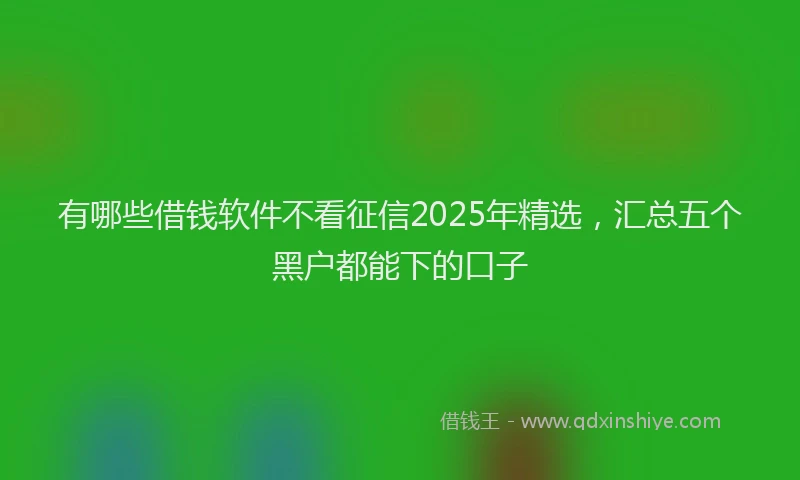 有哪些借钱软件不看征信2025年精选，汇总五个黑户都能下的口子