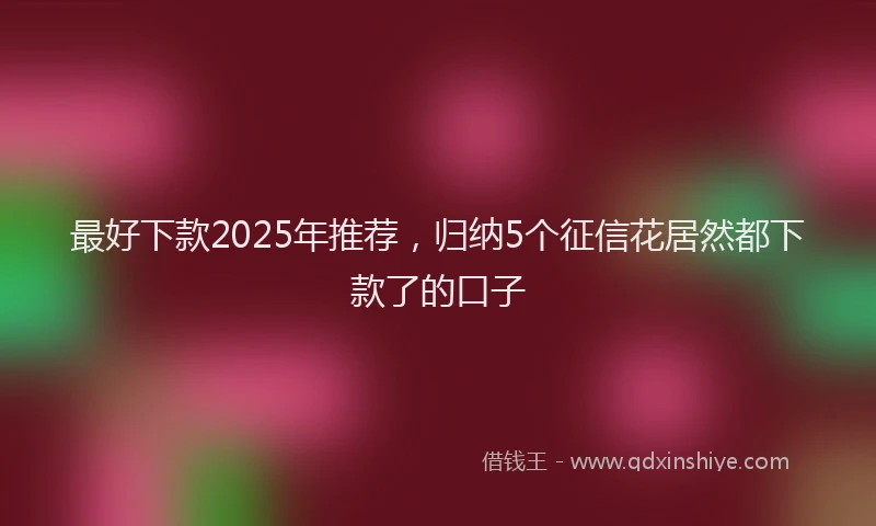 最好下款2025年推荐，归纳5个征信花居然都下款了的口子