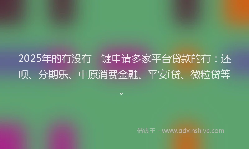 2025年的有没有一键申请多家平台贷款的有：还呗、分期乐、中原消费金融、平安i贷、微粒贷等。