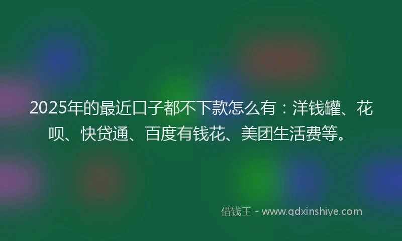 2025年的最近口子都不下款怎么有：洋钱罐、花呗、快贷通、百度有钱花、美团生活费等。