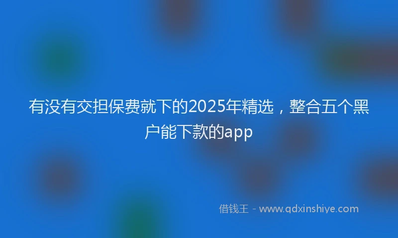 有没有交担保费就下的2025年精选，整合五个黑户能下款的app