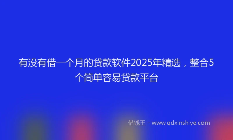 有没有借一个月的贷款软件2025年精选，整合5个简单容易贷款平台