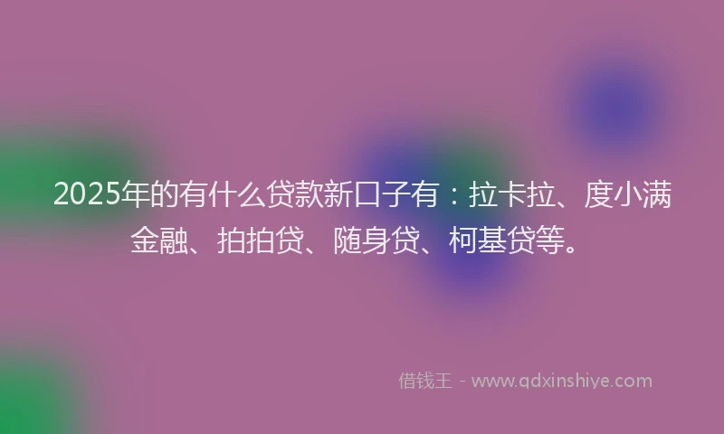 2025年的有什么贷款新口子有：拉卡拉、度小满金融、拍拍贷、随身贷、柯基贷等。