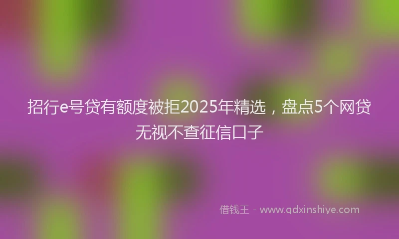 招行e号贷有额度被拒2025年精选，盘点5个网贷无视不查征信口子