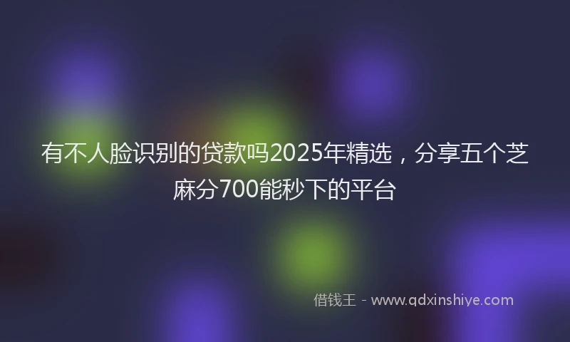 有不人脸识别的贷款吗2025年精选，分享五个芝麻分700能秒下的平台