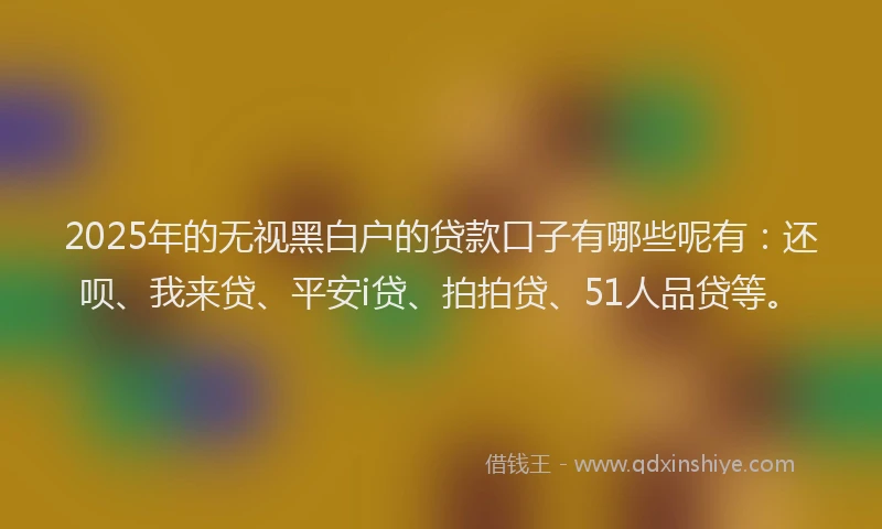 2025年的无视黑白户的贷款口子有哪些呢有：还呗、我来贷、平安i贷、拍拍贷、51人品贷等。