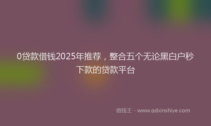 0贷款借钱2025年推荐，整合五个无论黑白户秒下款的贷款平台