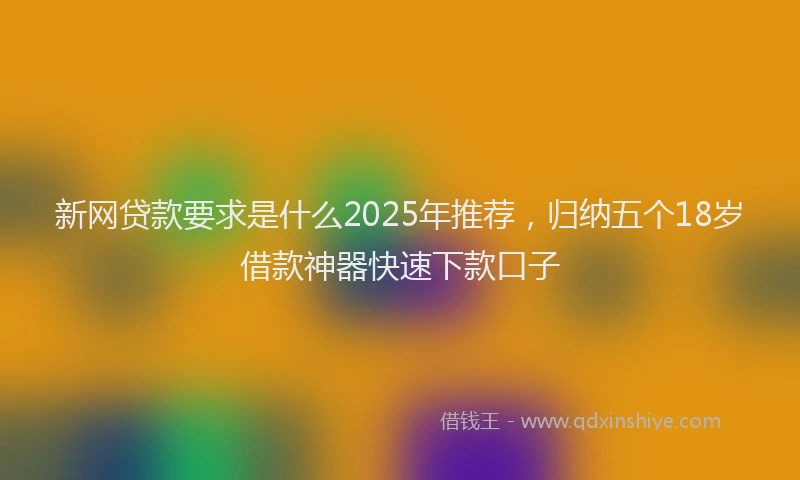 新网贷款要求是什么2025年推荐，归纳五个18岁借款神器快速下款口子