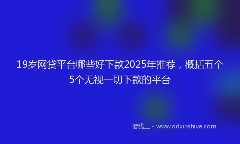19岁网贷平台哪些好下款2025年推荐，概括五个5个无视一切下款的平台