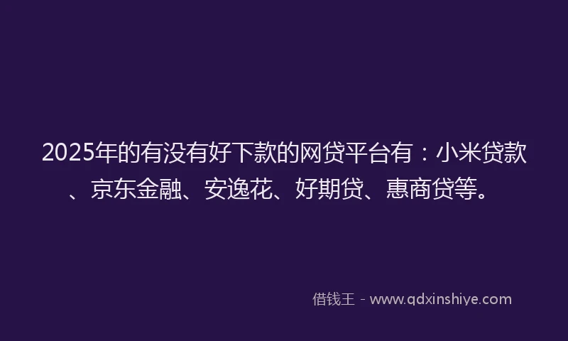 2025年的有没有好下款的网贷平台有：小米贷款、京东金融、安逸花、好期贷、惠商贷等。