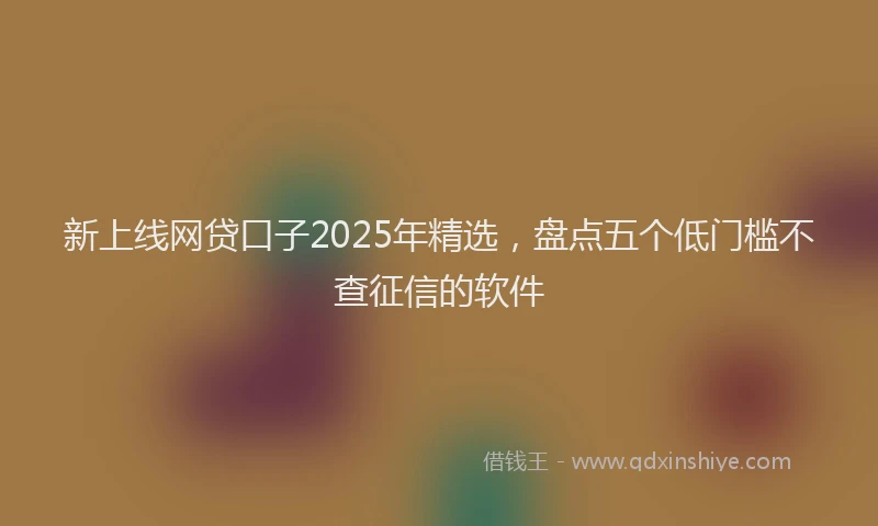 新上线网贷口子2025年精选，盘点五个低门槛不查征信的软件