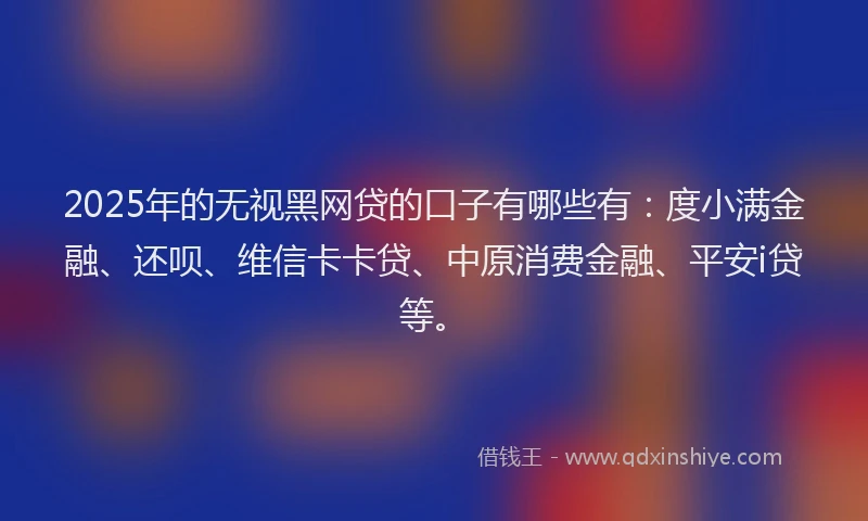 2025年的无视黑网贷的口子有哪些有：度小满金融、还呗、维信卡卡贷、中原消费金融、平安i贷等。