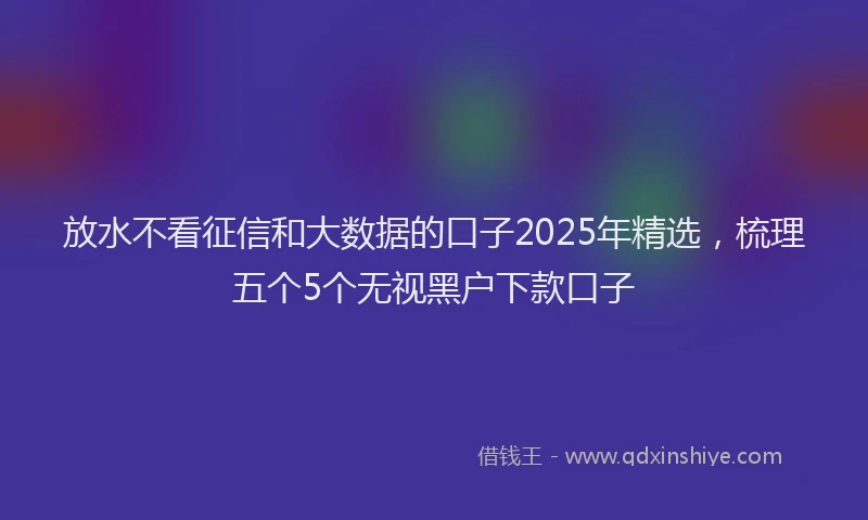 放水不看征信和大数据的口子2025年精选，梳理五个5个无视黑户下款口子