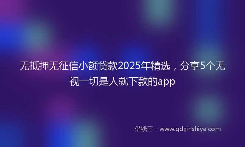 无抵押无征信小额贷款2025年精选，分享5个无视一切是人就下款的app