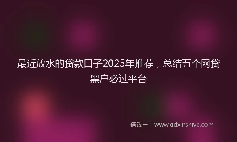 最近放水的贷款口子2025年推荐，总结五个网贷黑户必过平台